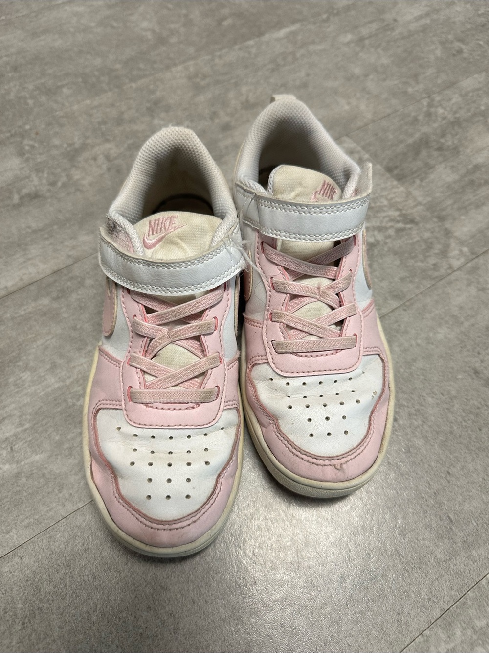 Nike Kids White and Pink Hook-and-Loop Sneakers